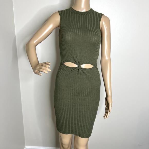 Rue 21 Green Bodycon Ribbed Cut Out Dress - Picture 1 of 7